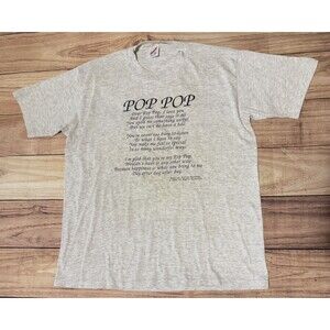 Vintage Pop Pop Poem Beatrice Burton Kennedy T Shirt 1989 Grandpa Dad Size XL